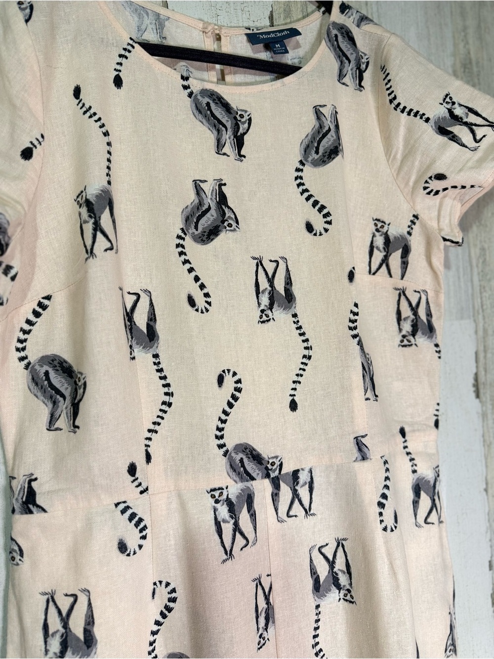 ModCloth Lemur Print Linen Blend Wide Leg Jumpsuit M - Picture 4 of 8
